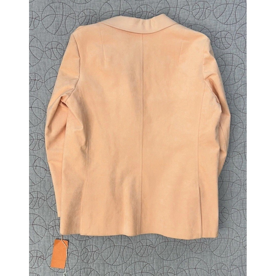 Vtg 70s/80s Bergdorf Goodman Abe Schrader Peach Faux Suede Blazer Womens 18 Usa — image 7 of 8